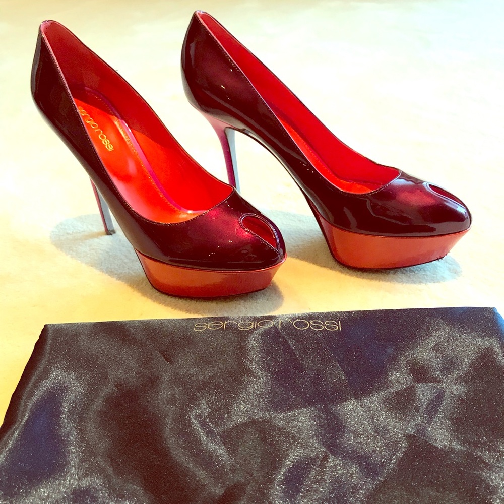 Sergio Rossi peep toe platform heels